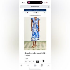 Farm Rio Blue Lace Banana Midi Dress L